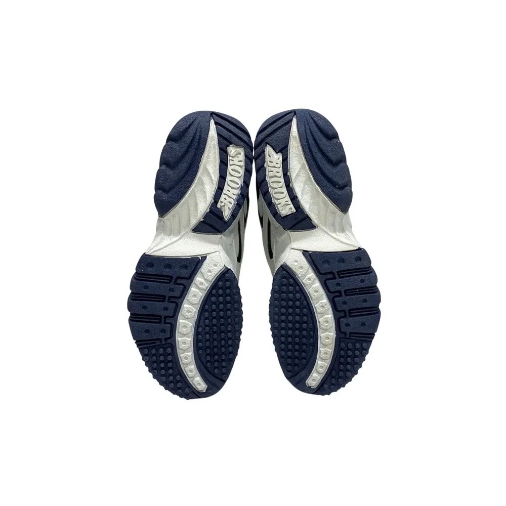 Brooks 23448 Vtg Chunky Sneakers White Navy‎ Blue Mens 8 Womens 9.5 Y2K 90s